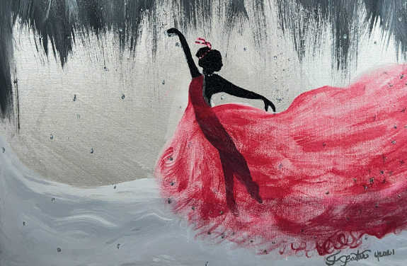 Red Dress Ballerina - Artistic Dreams by Juanita